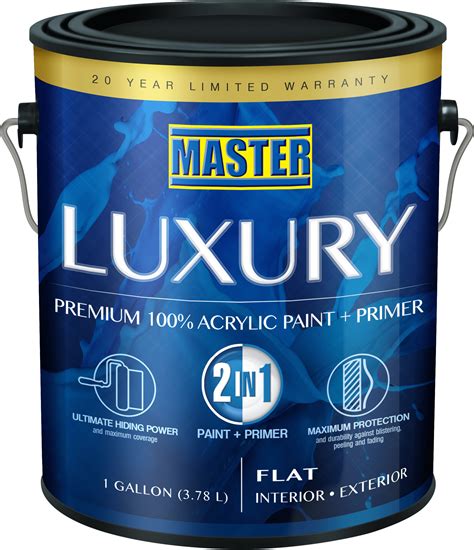 Master Luxury 3x Premium 100 Acrylic Paint Primer And One Coat Coverage Flat White 1 Gal