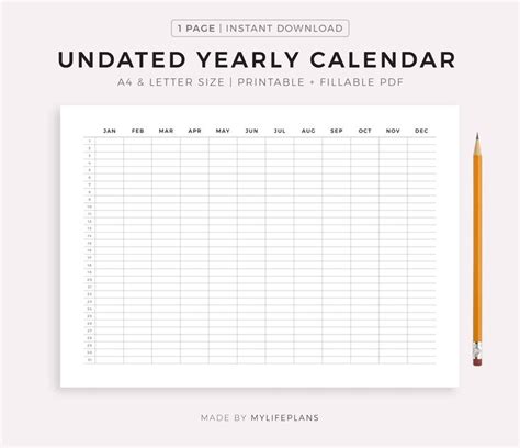 Printable Year At A Glance Calendar