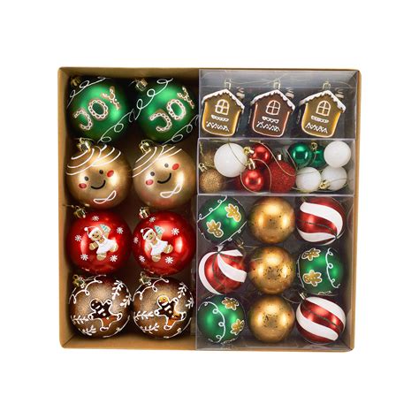 Decorbyhannah Ct Assorted Shatterproof Red Green Gold Gingerbread