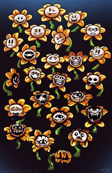 Flowey Faces By Lazyperson202 On Deviantart Undertale Flowey Flowey