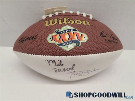 Superbowl Xxxv Signed Football Tiki Barber And Other Signatures