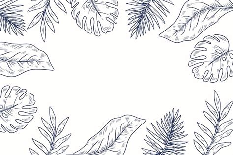 Premium Vector Hand Drawn Tropical Leaves Background