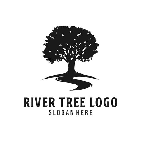 Premium Vector River Tree Logo Design Template