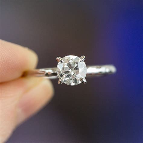 1 01ct Old European Cut Diamond Hand Carved Solitaire Engagement Ring