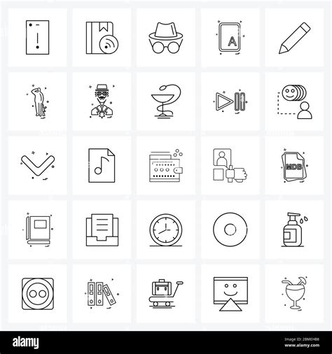 Isolated Symbols Set Of 25 Simple Line Icons Of Edit Text Detective