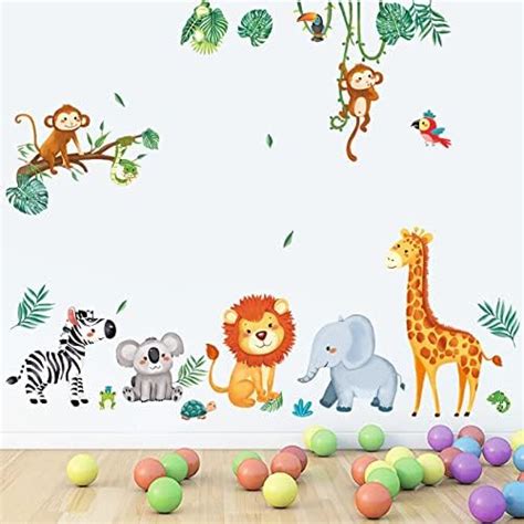 Decalmile Stickers Muraux Animaux Jungle Girafe Autocollant Mural