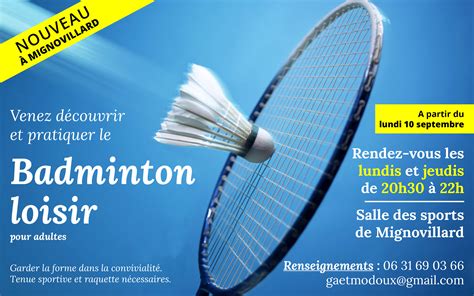 D Couvrez Le Badminton Loisir Mignovillard Fr