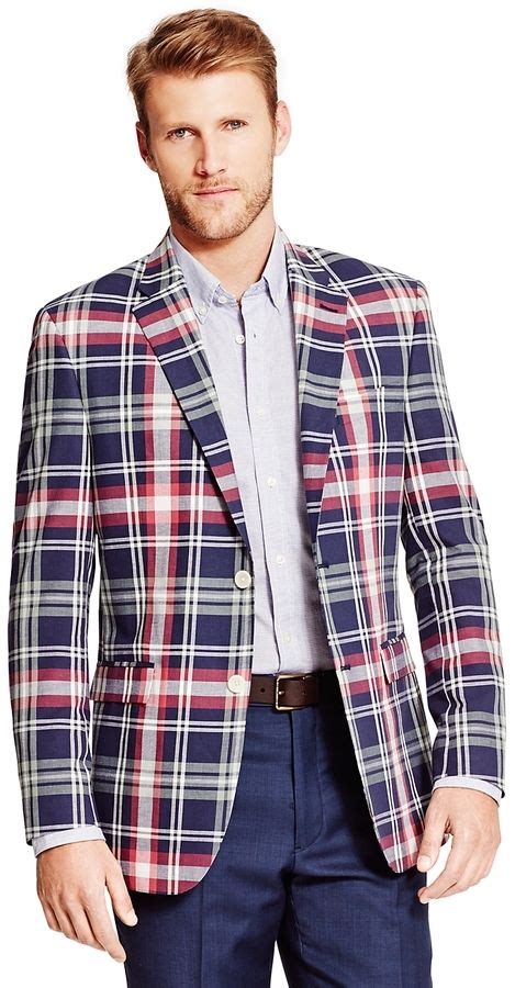 295 Tommy Hilfiger Plaid Sport Coat Plaid Blazer Blazers For Men Plaid