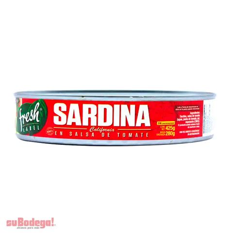 Sardina en Tomate Fresh Label 425 gr suBodega alcanza para más