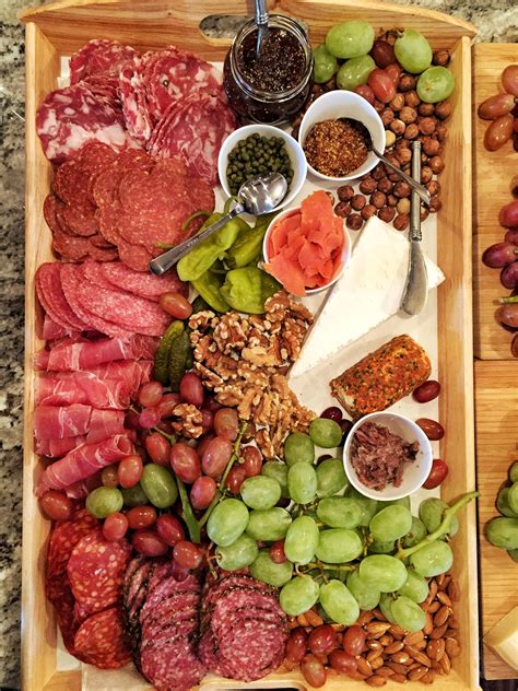 Charcuterie Board With A Mixture Of Italian And Russian Cured Meats Food