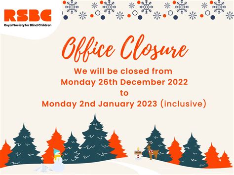 Office Closure Over Christmas Period RSBC