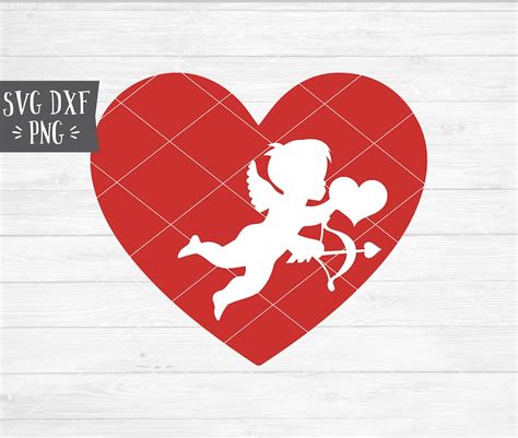 Instant Svg Dxf Png Cupid In Heart Svg Valentines Day Svg Etsy