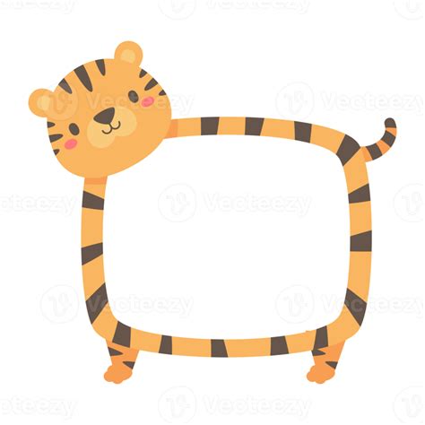 Cute wild animal cartoon text frame for kids 14568900 PNG