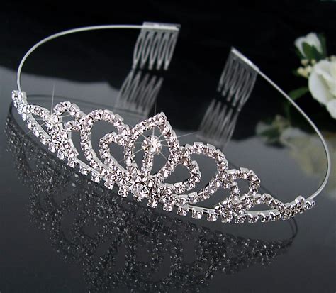 Tiara Diadem Strass Hochzeit Brautschmuck Braut H