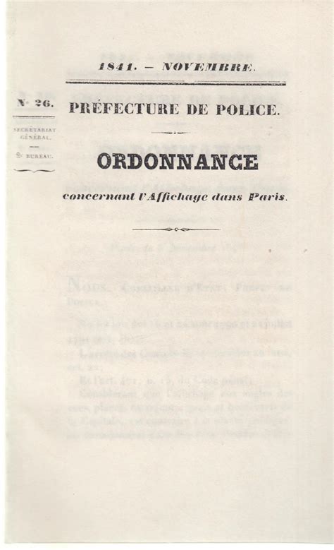 Pr Fecture De Police Ordonnance Concernant L Affichage Dans Paris By