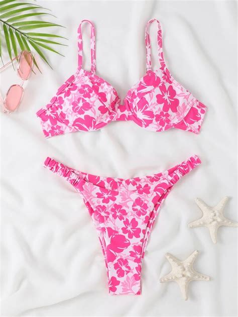 Shein Swim Mod Floral Print Push Up Bikini Swimsuit Shein Usa