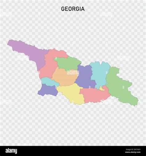 Mapa Coloreado Aislado De Georgia Con Las Fronteras De Las Regiones