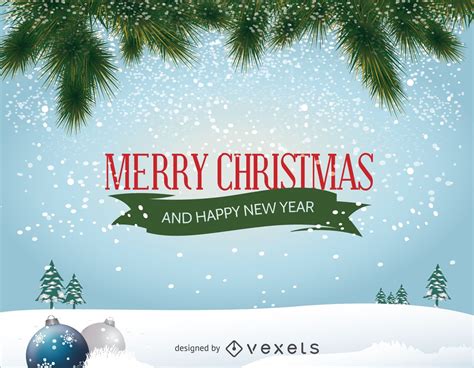 Merry Christmas Winter Landscape Vector Download