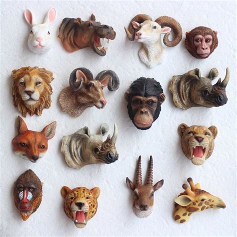 African Zoo Tourist Souvenir Resin 3d Animal Head Fridge Magnet China