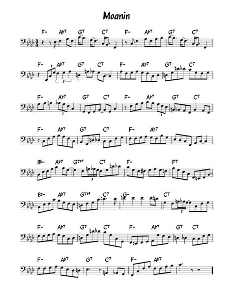 Moanin Sheet Music For Piano Solo Easy