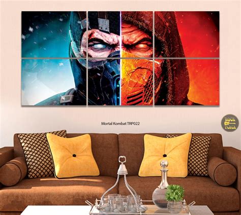 Quadro Decorativo Gamer Mortal Kombat Kit 6 Peças 1 28x61cm