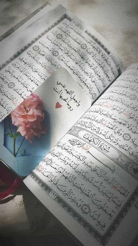 An Open Book With Arabic Writing And A Pink Rose On It S Cover Sitting