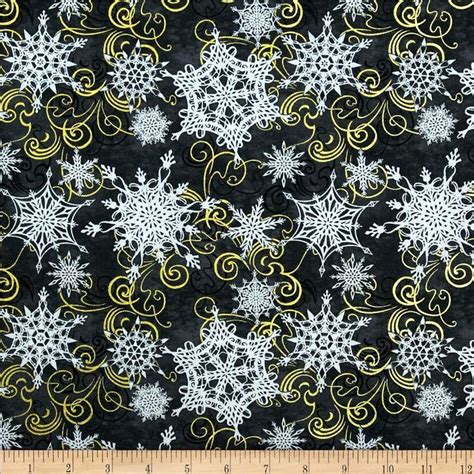 Crystal Palace Swirly Snowflake Black From Fabricdotcom Designed By