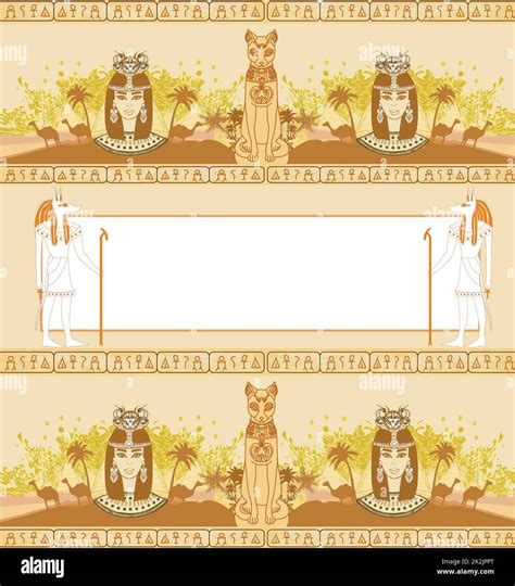 Vintage Card With Frame And Egyptian Accents Stock Photo Alamy