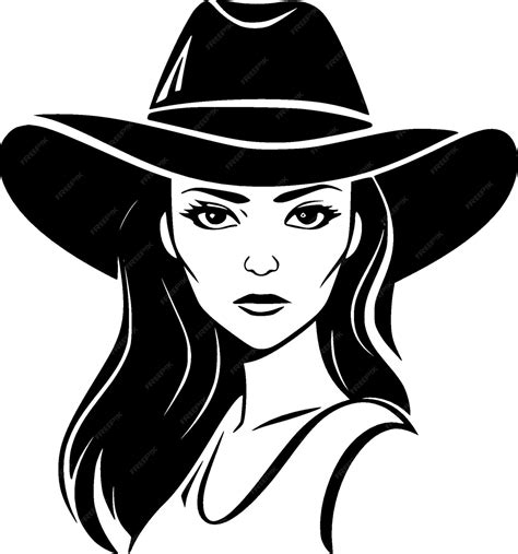 Premium Vector Cowgirl Black And White Isolated Icon Vector Illustration