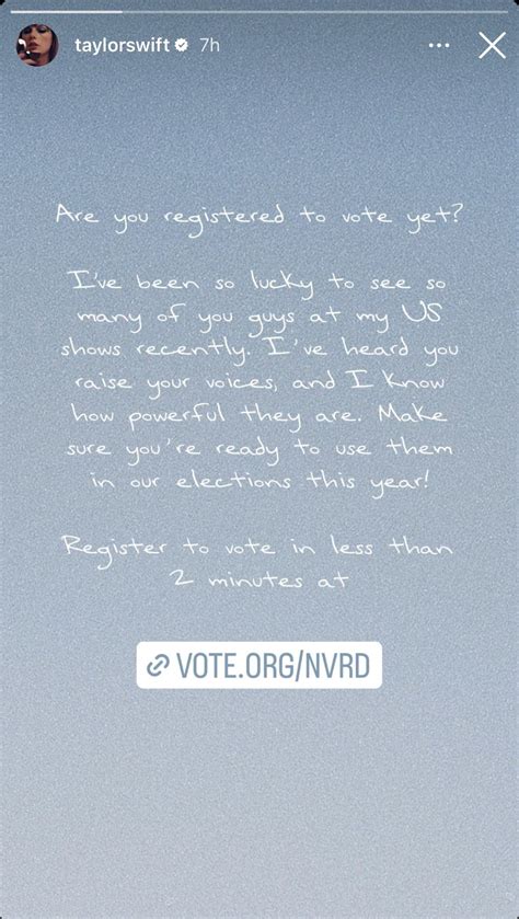 Taylor Swifts Instagram Post Leads To 35 000 New Voter Registrations