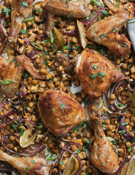 Sheet Pan Harissa Chicken With Chickpeas Eggplant A Cozy Kitchen