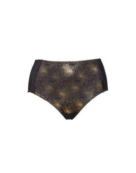 Plaisir Golden Hoge Bikini Slip Grote Maten Tot Black