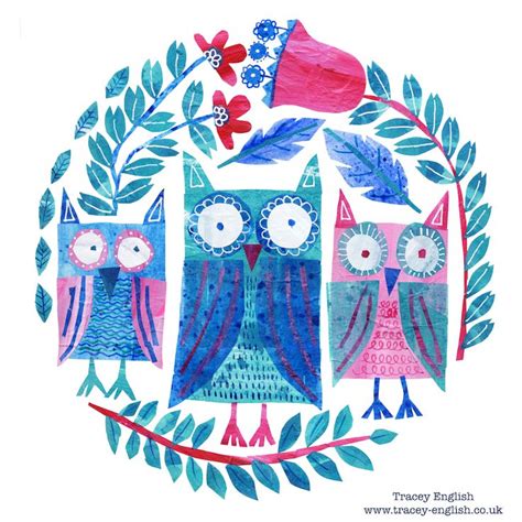 Three Owls By Tracey English Tracey Uk Bird Art Bird