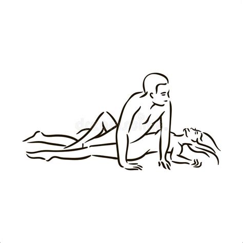 Vector Hand Drawn Kama Sutra Sex Pose Man And Woman In Love