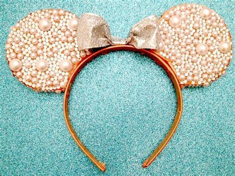 Custom Minnie Mouse Rhinestone Pearl Ears B E A Utiful Pinterest