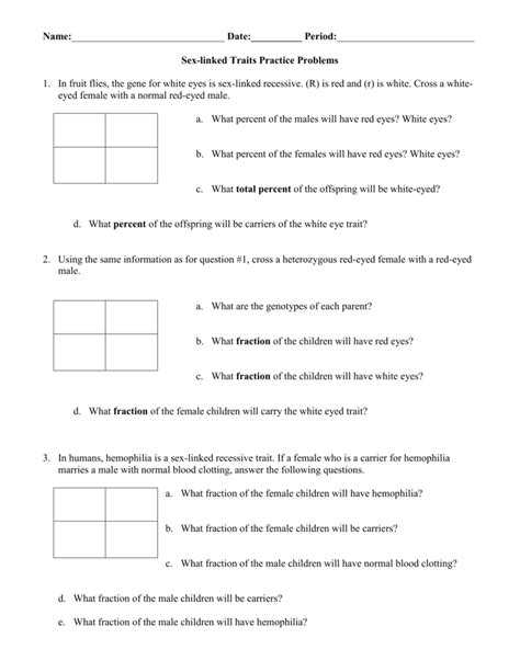 Sex Linked Traits Practice Problems