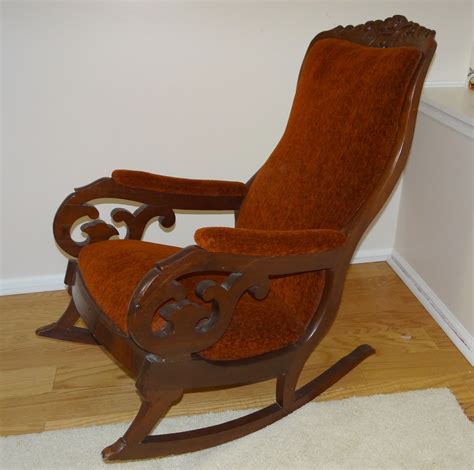 Antique Mahogany Upholstered Rocking Chair “Lincoln Rocker” | Glider rocking chair, Upholstered ...