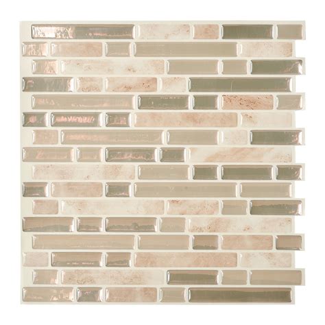 Shop Smart Tiles Pack Beige Linear Mosaic Composite Vinyl Wall Tile