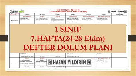 E Itim Retim Y L S N F Hafta Ekim Defter