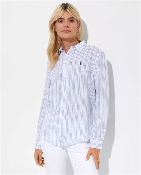 Damska Lniana Koszula W Paski Regular Fit Marki Polo Ralph Lauren