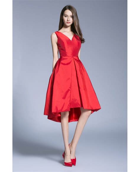 Elegant A Line V Neck Satin Knee Length Wedding Guest Dresses Dk355 901