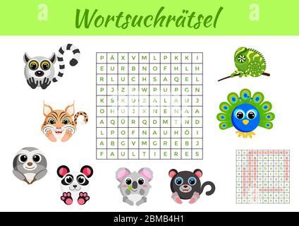 Wortsuchr Tsel Wortsuche Puzzle Spielvorlage Kinder Aktivit T