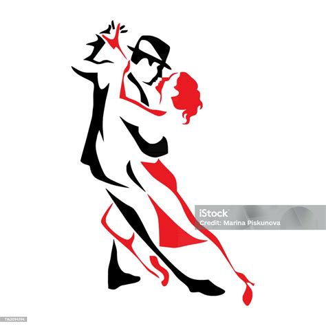 Ilustración De Tango Bailar Pareja Hombre Y Mujer Ilustración Vectorial