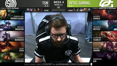 TSM Vs OPT 2019 LCS Summer Week 4 Day 1 Team SoloMid Vs Optic