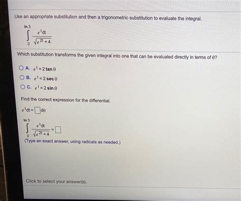 Solved Use An Appropriate Substitution And Then A Chegg