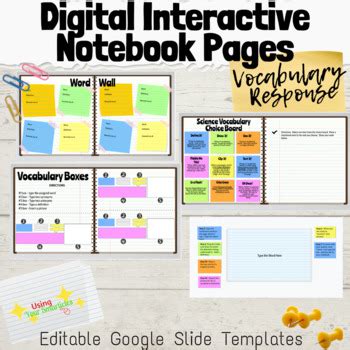 Digital Interactive Notebook Vocabulary Response Pages By Using Your