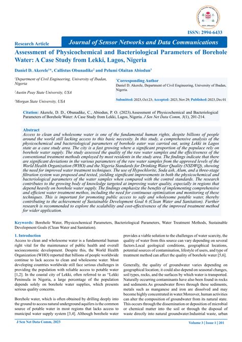 PDF Assessment Of Physicochemical And Bacteriological Parameters Of