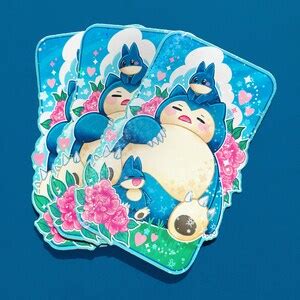 Snorlax Munchlax Big Holographic Glitter Sparkle Sticker Decal Etsy