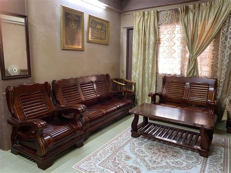 Set Kerusi Dan Meja Kayu Ruang Tamu Furniture Home Living Furniture