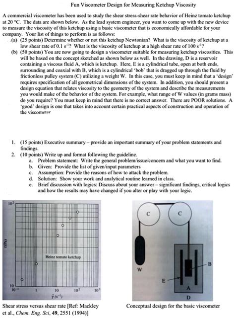 SOLVED Fun Viscometer Design For Measuring Ketchup Viscosity A